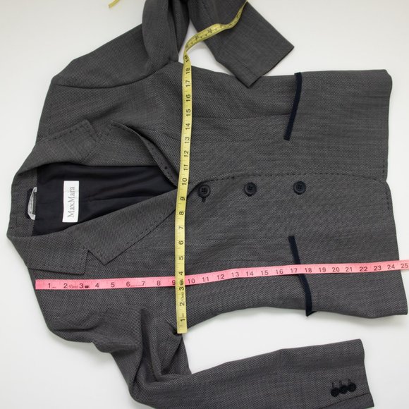 Max Mara Wool Blazer 100% Virgin Wool 3 Button Black White Navy Blue Size 10 - Picture 9 of 10